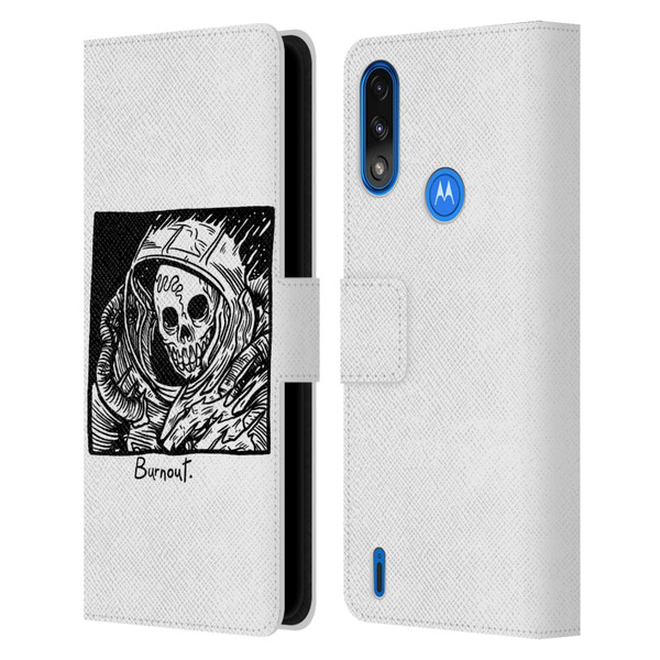 Matt Bailey Skull Burnout Leather Book Wallet Case Cover For Motorola Moto E7 Power / Moto E7i Power