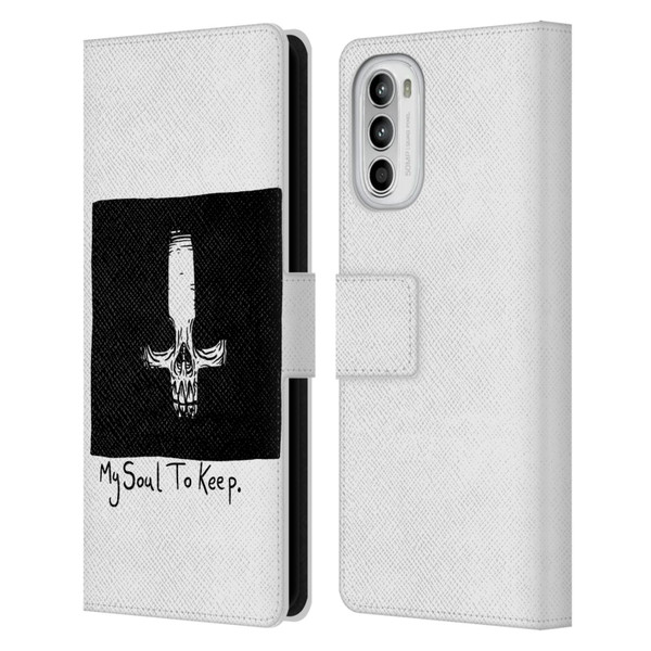 Matt Bailey Skull My Soul To Keep Leather Book Wallet Case Cover For Motorola Moto G52
