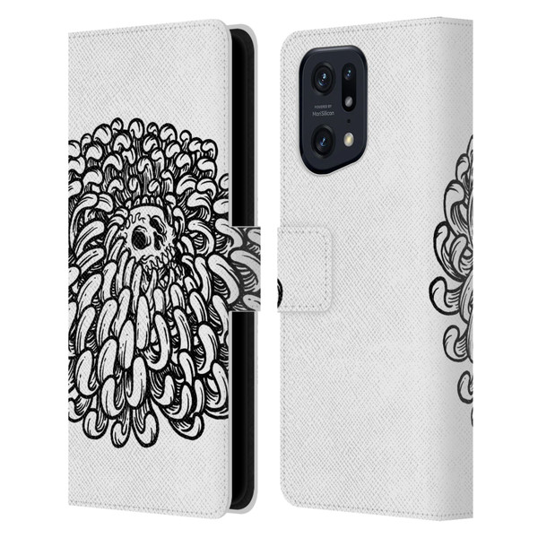 Matt Bailey Skull Flower Leather Book Wallet Case Cover For OPPO Find X5 Pro