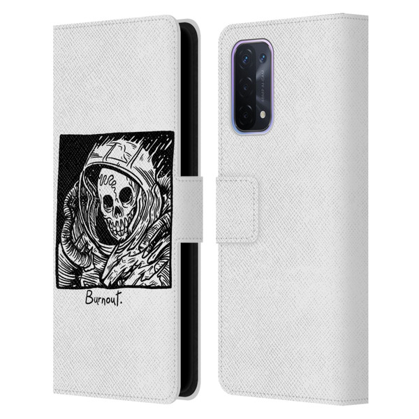 Matt Bailey Skull Burnout Leather Book Wallet Case Cover For OPPO A54 5G
