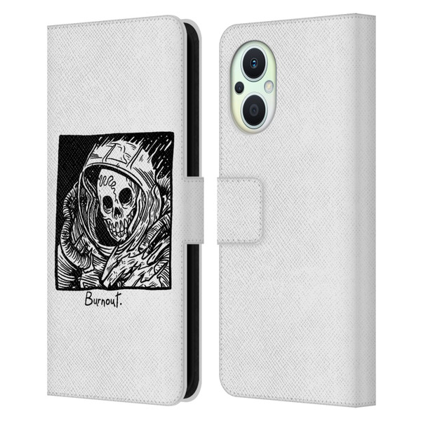 Matt Bailey Skull Burnout Leather Book Wallet Case Cover For OPPO Reno8 Lite