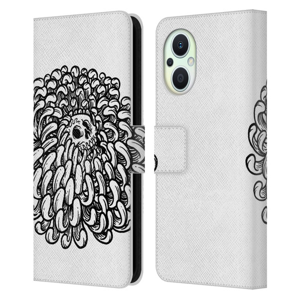 Matt Bailey Skull Flower Leather Book Wallet Case Cover For OPPO Reno8 Lite