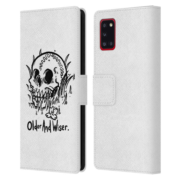 Matt Bailey Skull Older And Wiser Leather Book Wallet Case Cover For Samsung Galaxy A31 (2020)