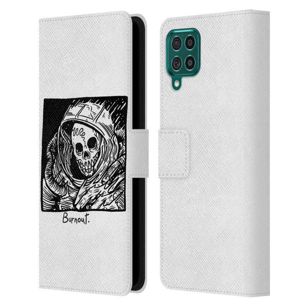 Matt Bailey Skull Burnout Leather Book Wallet Case Cover For Samsung Galaxy F62 (2021)