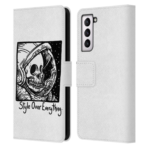 Matt Bailey Skull Style Over Everything Leather Book Wallet Case Cover For Samsung Galaxy S21 5G