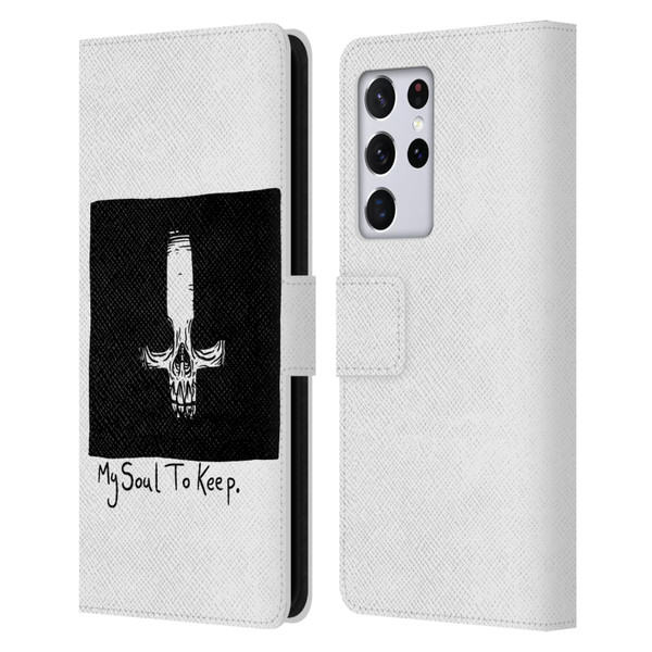 Matt Bailey Skull My Soul To Keep Leather Book Wallet Case Cover For Samsung Galaxy S21 Ultra 5G