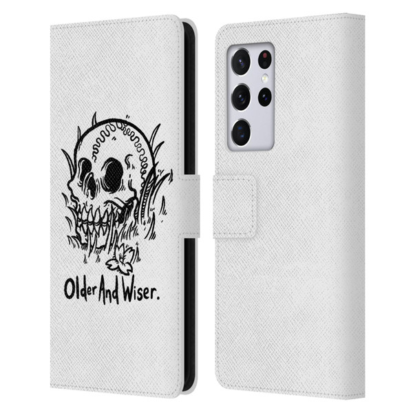 Matt Bailey Skull Older And Wiser Leather Book Wallet Case Cover For Samsung Galaxy S21 Ultra 5G