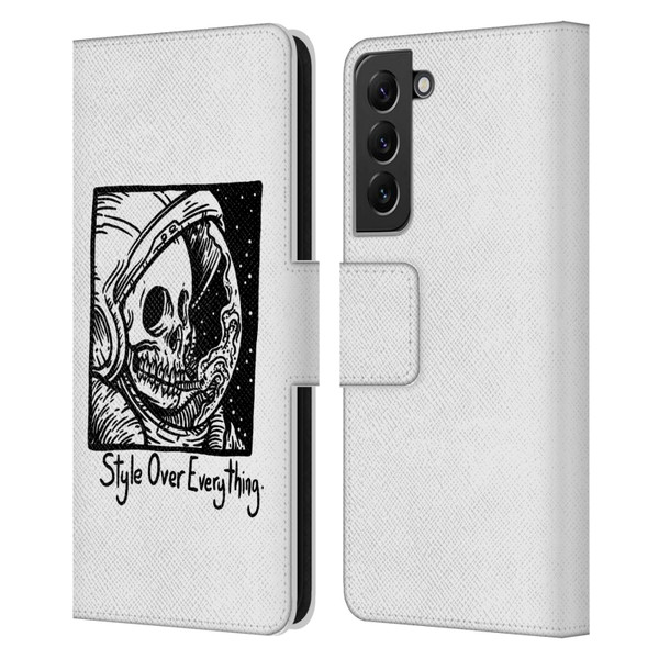 Matt Bailey Skull Style Over Everything Leather Book Wallet Case Cover For Samsung Galaxy S22+ 5G