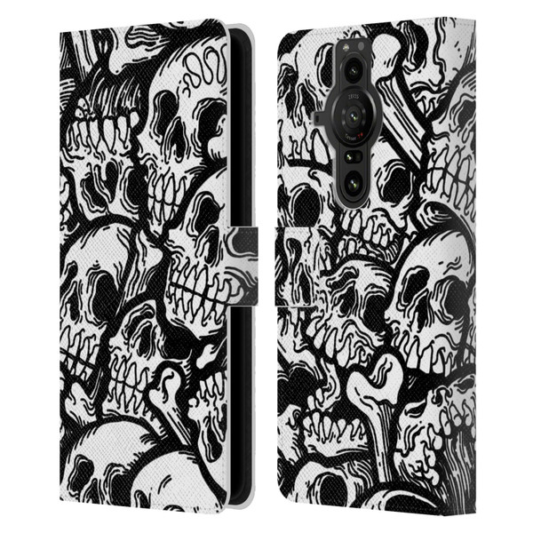 Matt Bailey Skull All Over Leather Book Wallet Case Cover For Sony Xperia Pro-I