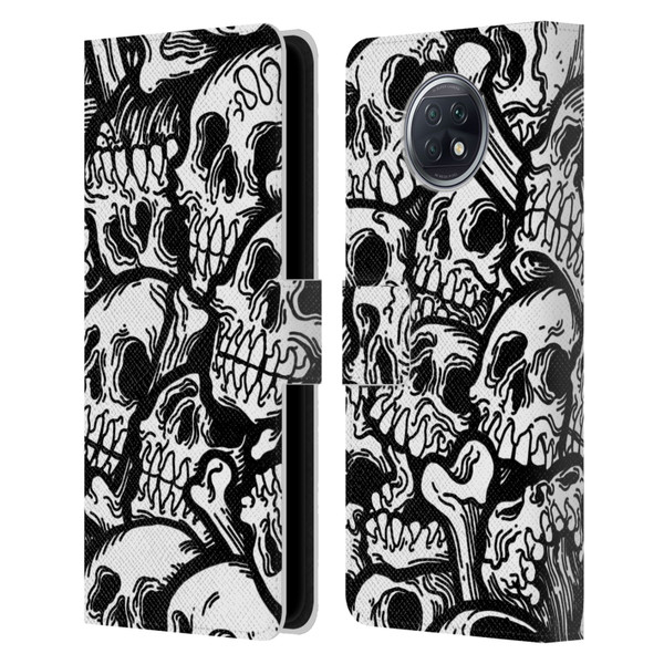 Matt Bailey Skull All Over Leather Book Wallet Case Cover For Xiaomi Redmi Note 9T 5G