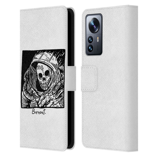 Matt Bailey Skull Burnout Leather Book Wallet Case Cover For Xiaomi 12 Pro