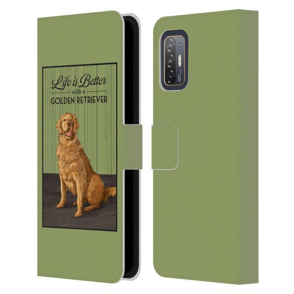 Lantern Press Dog Collection Life Is Better With A Golden Retriever Leather Book Wallet Case Cover For HTC Desire 21 Pro 5G