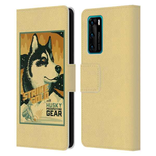 Lantern Press Dog Collection Husky Leather Book Wallet Case Cover For Huawei P40 5G