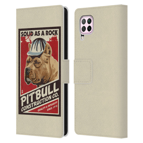 Lantern Press Dog Collection Pitbull Construction Leather Book Wallet Case Cover For Huawei Nova 6 SE / P40 Lite