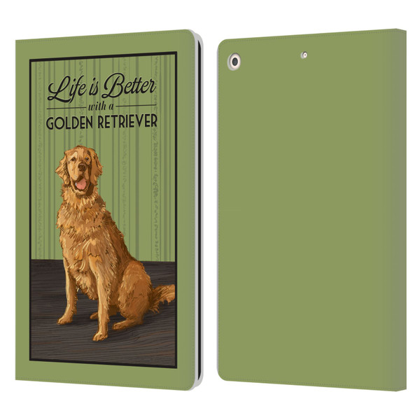 Lantern Press Dog Collection Life Is Better With A Golden Retriever Leather Book Wallet Case Cover For Apple iPad 10.2 2019/2020/2021