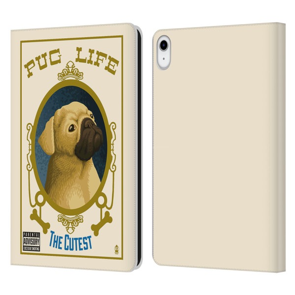 Lantern Press Dog Collection Pug Life Leather Book Wallet Case Cover For Apple iPad 10.9 (2022)