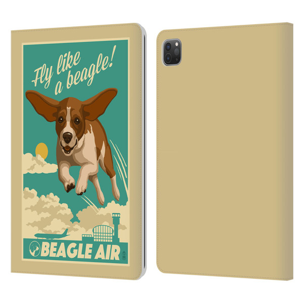 Lantern Press Dog Collection Fly Like A Beagle Leather Book Wallet Case Cover For Apple iPad Pro 11 2020 / 2021 / 2022