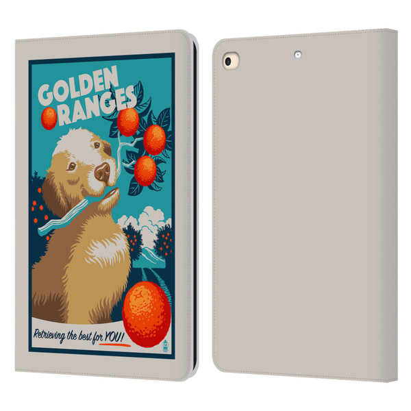 Lantern Press Dog Collection Golden Oranges Leather Book Wallet Case Cover For Apple iPad 9.7 2017 / iPad 9.7 2018