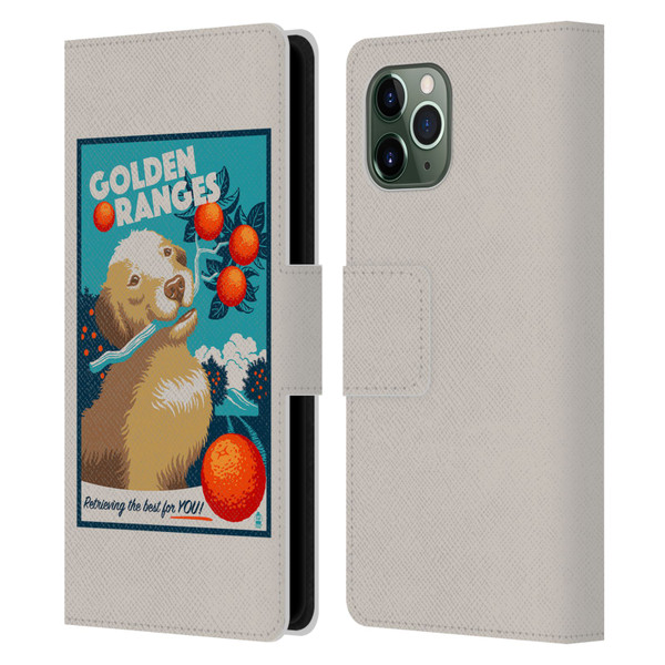 Lantern Press Dog Collection Golden Oranges Leather Book Wallet Case Cover For Apple iPhone 11 Pro