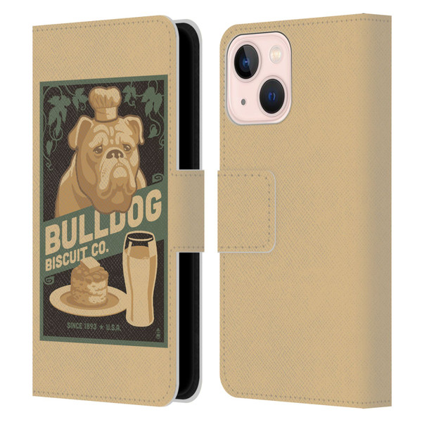 Lantern Press Dog Collection Bulldog Leather Book Wallet Case Cover For Apple iPhone 13 Mini