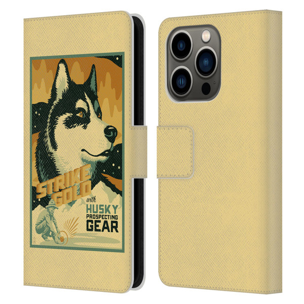 Lantern Press Dog Collection Husky Leather Book Wallet Case Cover For Apple iPhone 14 Pro