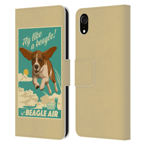 Lantern Press Dog Collection Fly Like A Beagle Leather Book Wallet Case Cover For Apple iPhone XR