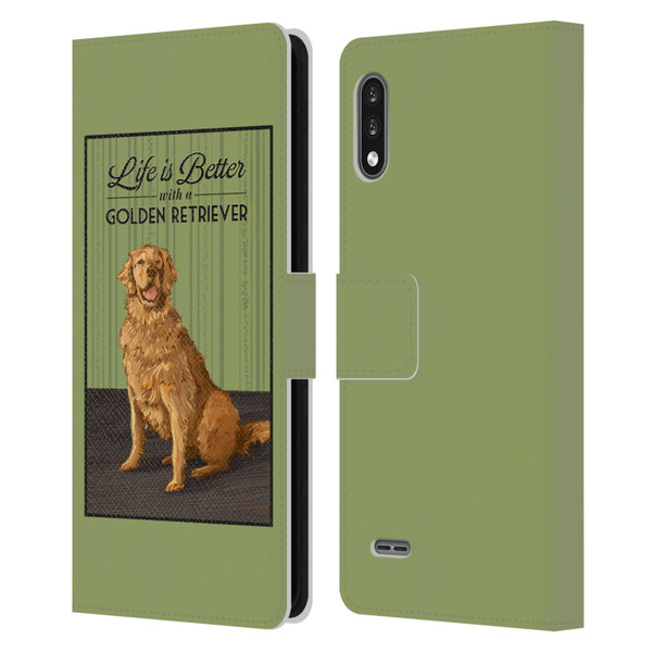 Lantern Press Dog Collection Life Is Better With A Golden Retriever Leather Book Wallet Case Cover For LG K22