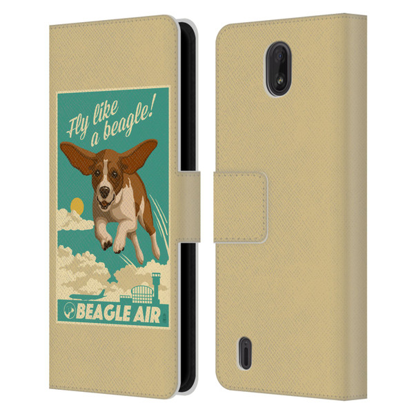 Lantern Press Dog Collection Fly Like A Beagle Leather Book Wallet Case Cover For Nokia C01 Plus/C1 2nd Edition