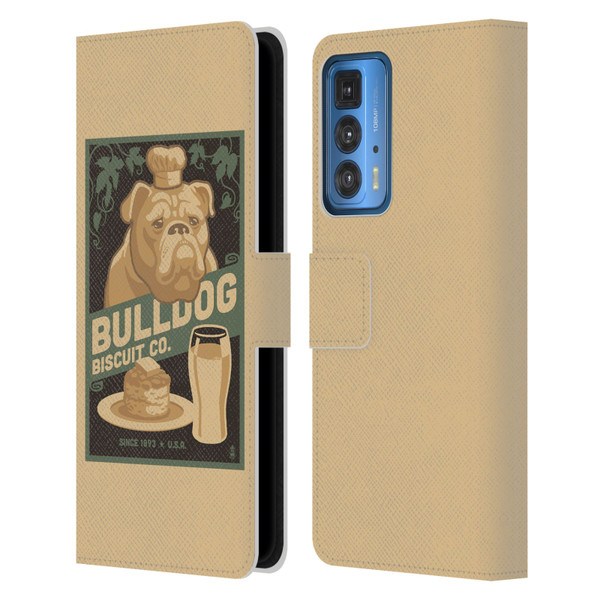 Lantern Press Dog Collection Bulldog Leather Book Wallet Case Cover For Motorola Edge 20 Pro