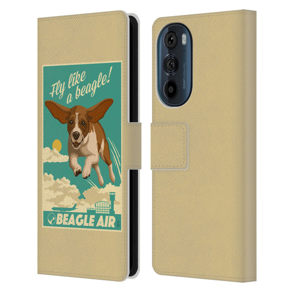 Lantern Press Dog Collection Fly Like A Beagle Leather Book Wallet Case Cover For Motorola Edge 30