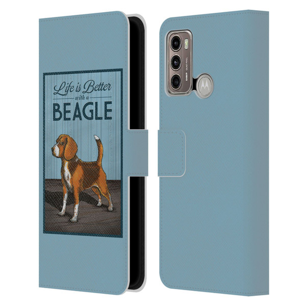Lantern Press Dog Collection Beagle Leather Book Wallet Case Cover For Motorola Moto G60 / Moto G40 Fusion