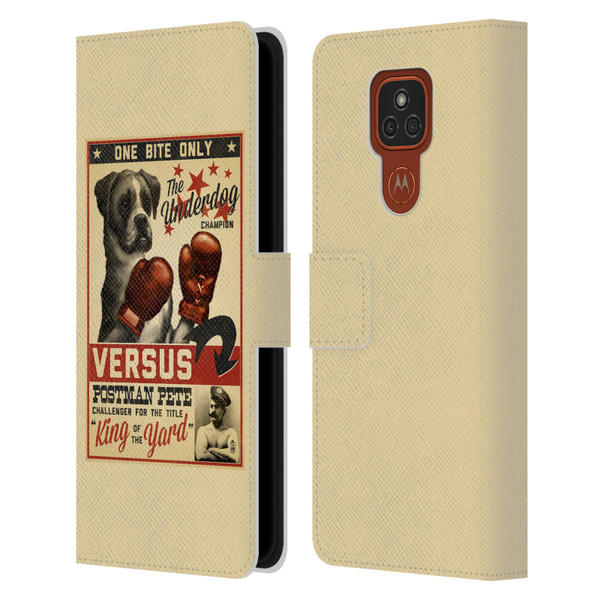 Lantern Press Dog Collection Versus Leather Book Wallet Case Cover For Motorola Moto E7 Plus