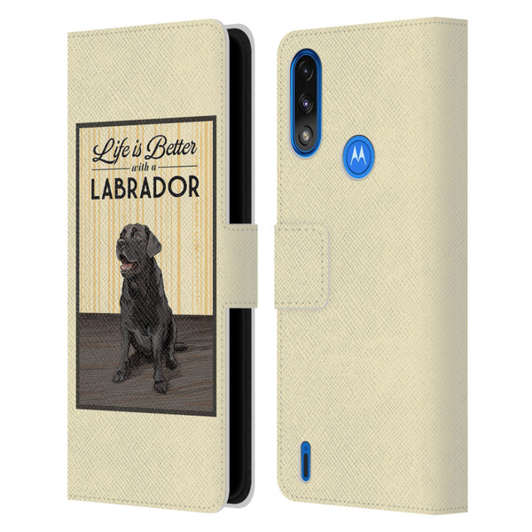 Lantern Press Dog Collection Labrador Leather Book Wallet Case Cover For Motorola Moto E7 Power / Moto E7i Power