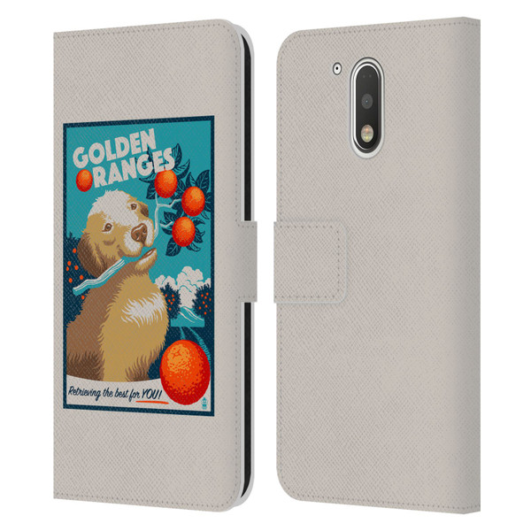 Lantern Press Dog Collection Golden Oranges Leather Book Wallet Case Cover For Motorola Moto G41