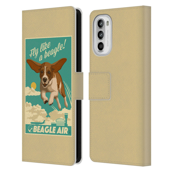 Lantern Press Dog Collection Fly Like A Beagle Leather Book Wallet Case Cover For Motorola Moto G52