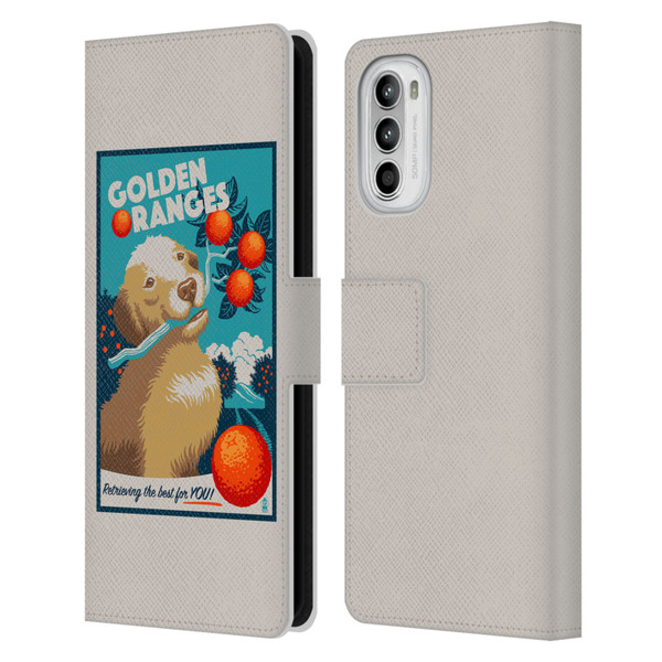 Lantern Press Dog Collection Golden Oranges Leather Book Wallet Case Cover For Motorola Moto G52