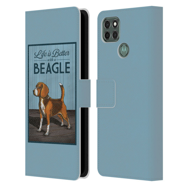 Lantern Press Dog Collection Beagle Leather Book Wallet Case Cover For Motorola Moto G9 Power
