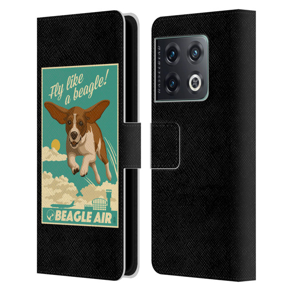 Lantern Press Dog Collection Fly Like A Beagle Leather Book Wallet Case Cover For OnePlus 10 Pro