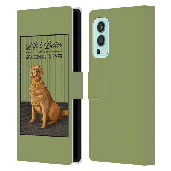 Lantern Press Dog Collection Life Is Better With A Golden Retriever Leather Book Wallet Case Cover For OnePlus Nord 2 5G