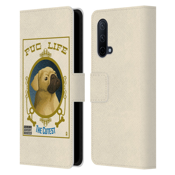 Lantern Press Dog Collection Pug Life Leather Book Wallet Case Cover For OnePlus Nord CE 5G