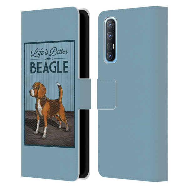 Lantern Press Dog Collection Beagle Leather Book Wallet Case Cover For OPPO Find X2 Neo 5G