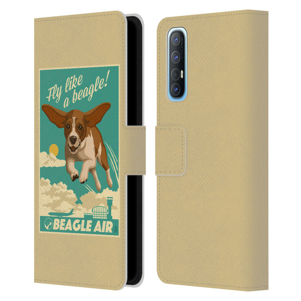Lantern Press Dog Collection Fly Like A Beagle Leather Book Wallet Case Cover For OPPO Find X2 Neo 5G