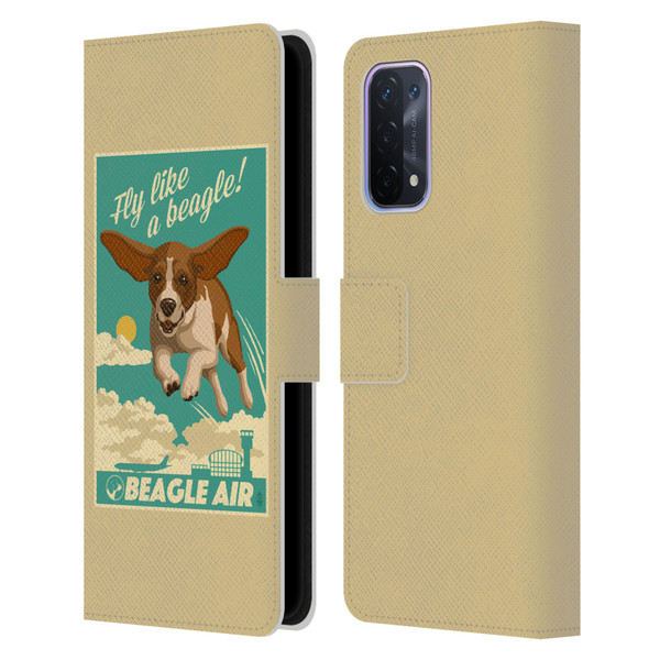 Lantern Press Dog Collection Fly Like A Beagle Leather Book Wallet Case Cover For OPPO A54 5G