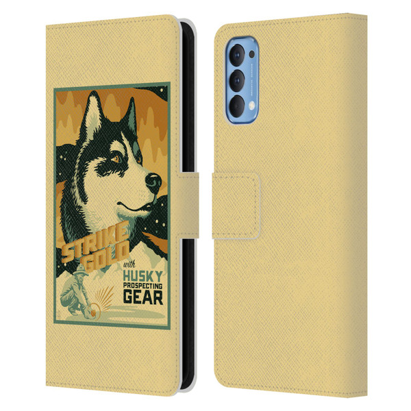 Lantern Press Dog Collection Husky Leather Book Wallet Case Cover For OPPO Reno 4 5G