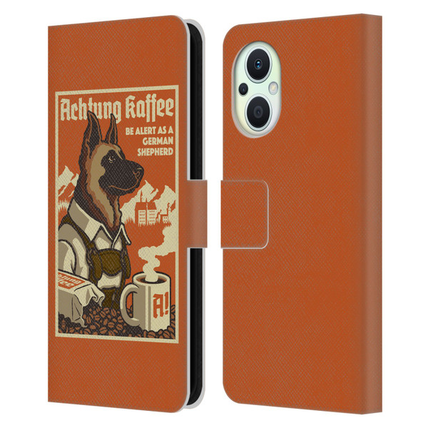 Lantern Press Dog Collection German Sheperd Leather Book Wallet Case Cover For OPPO Reno8 Lite