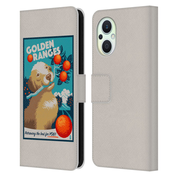 Lantern Press Dog Collection Golden Oranges Leather Book Wallet Case Cover For OPPO Reno8 Lite