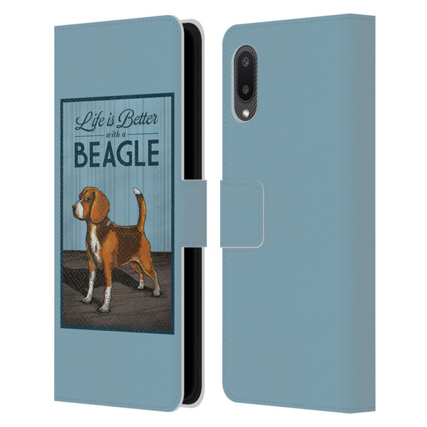 Lantern Press Dog Collection Beagle Leather Book Wallet Case Cover For Samsung Galaxy A02/M02 (2021)