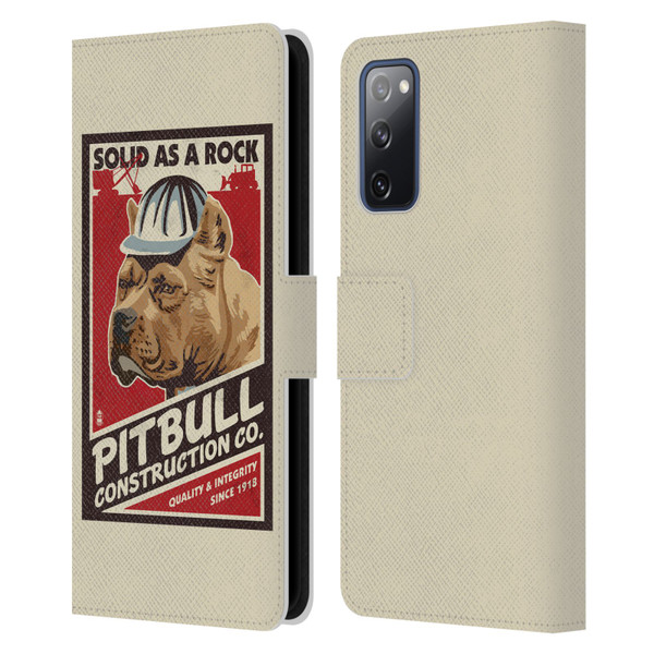 Lantern Press Dog Collection Pitbull Construction Leather Book Wallet Case Cover For Samsung Galaxy S20 FE / 5G