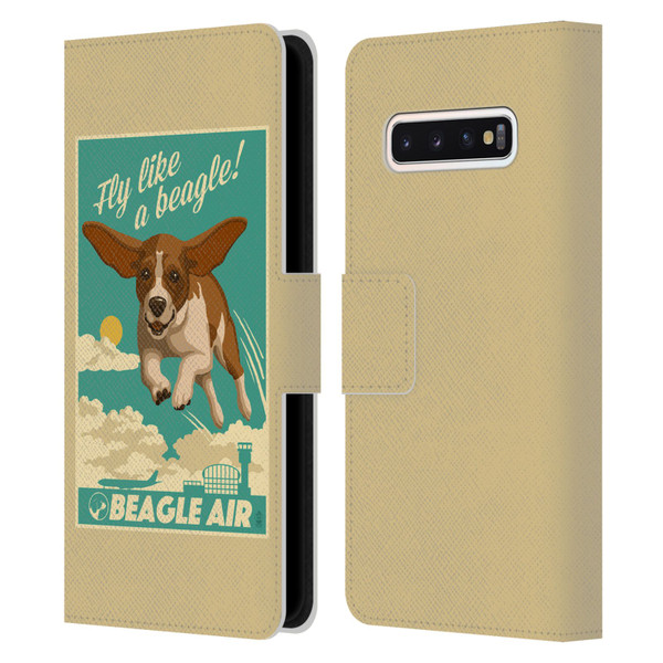 Lantern Press Dog Collection Fly Like A Beagle Leather Book Wallet Case Cover For Samsung Galaxy S10