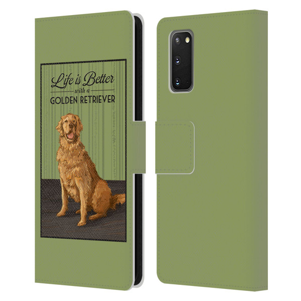 Lantern Press Dog Collection Life Is Better With A Golden Retriever Leather Book Wallet Case Cover For Samsung Galaxy S20 / S20 5G